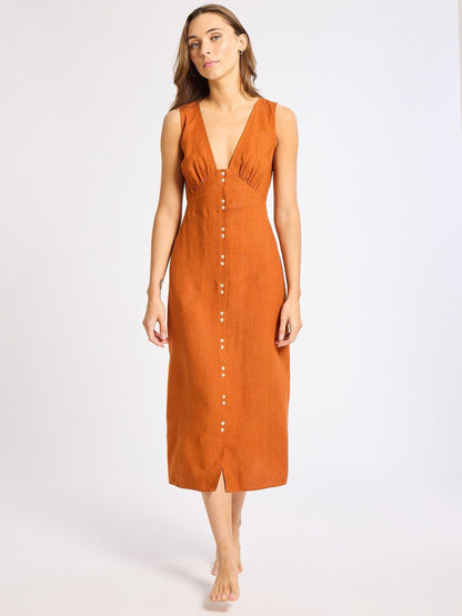 Effie Dress in Sepia Linen
