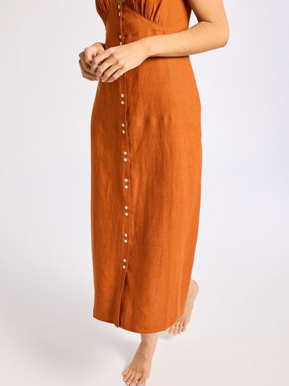 Effie Dress in Sepia Linen
