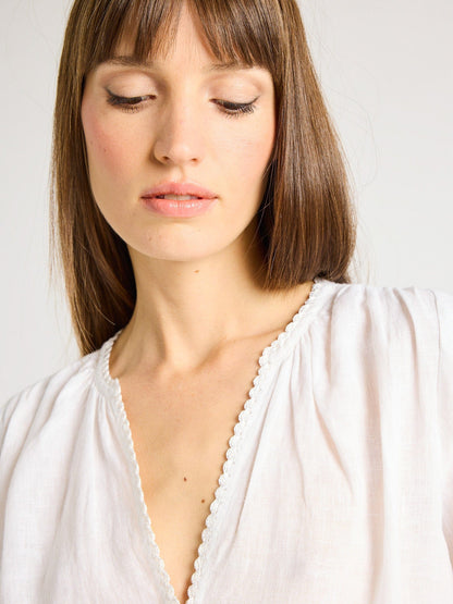 Elsie Top in White Linen