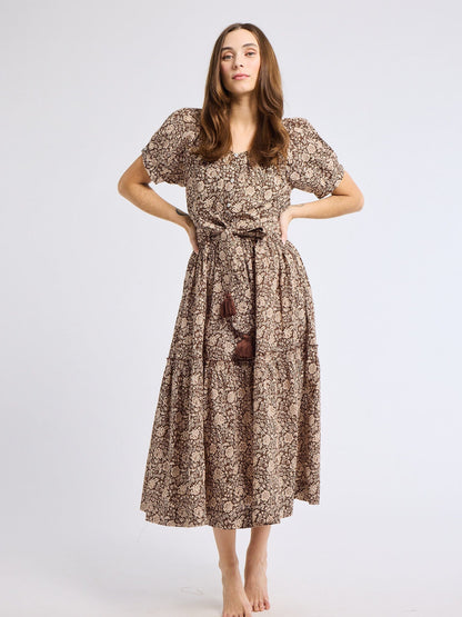 Françoise Skirt in Cocoa Floral