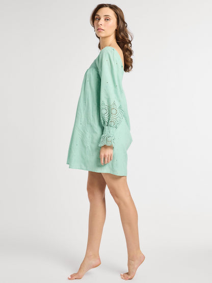 Gabriette Dress in Pistachio Eyelet