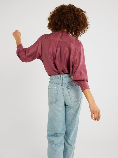 Keaton Top in Plum Washed Silk