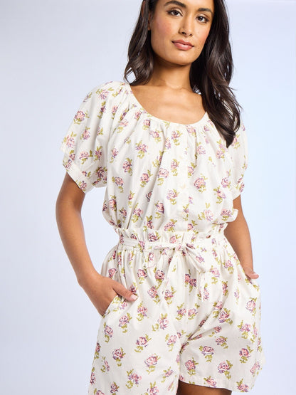 Naomi Top in Rose Block Print
