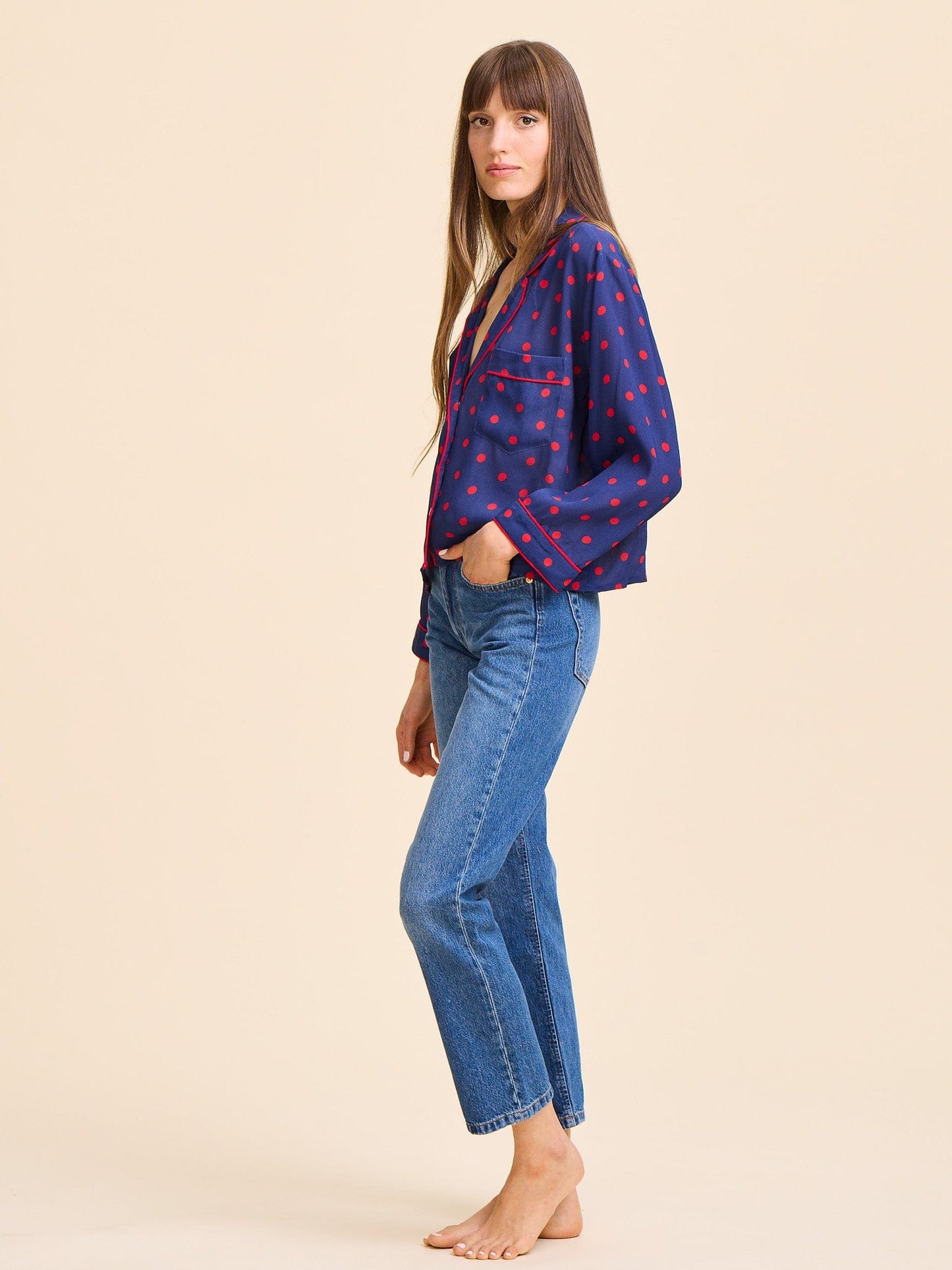 Reese Top in Navy Dot
