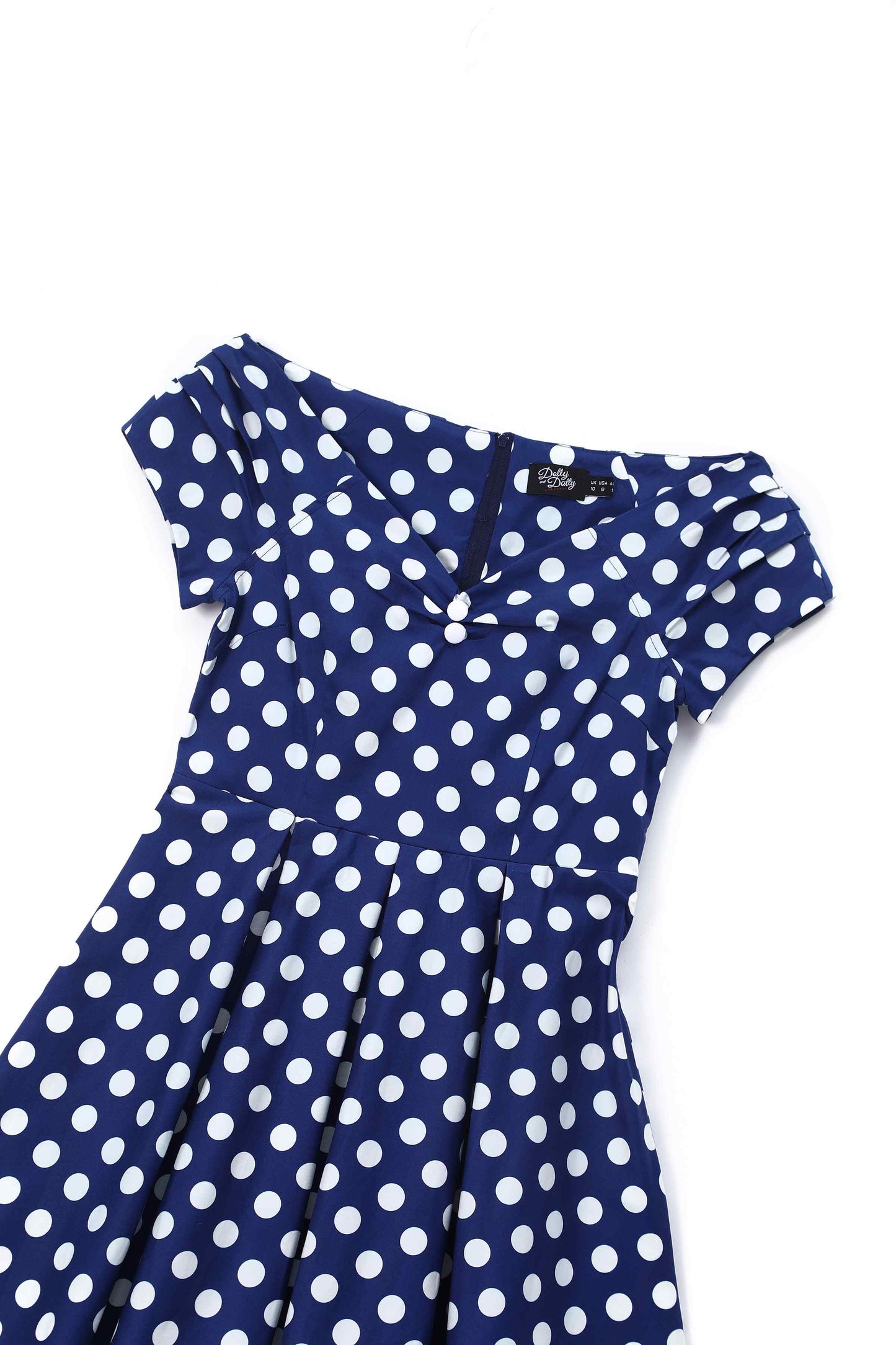 Lily Navy Blue Polka Dot Off Shoulder Dress