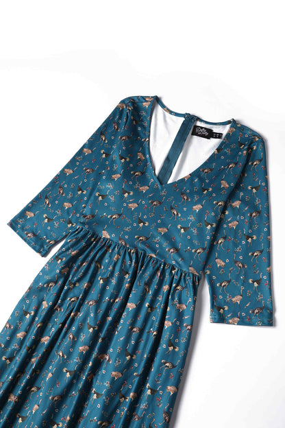 Billie Blue Ostrich Long Sleeved Dress