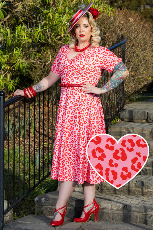 Julia Pink Cheetah Print Midi Dress