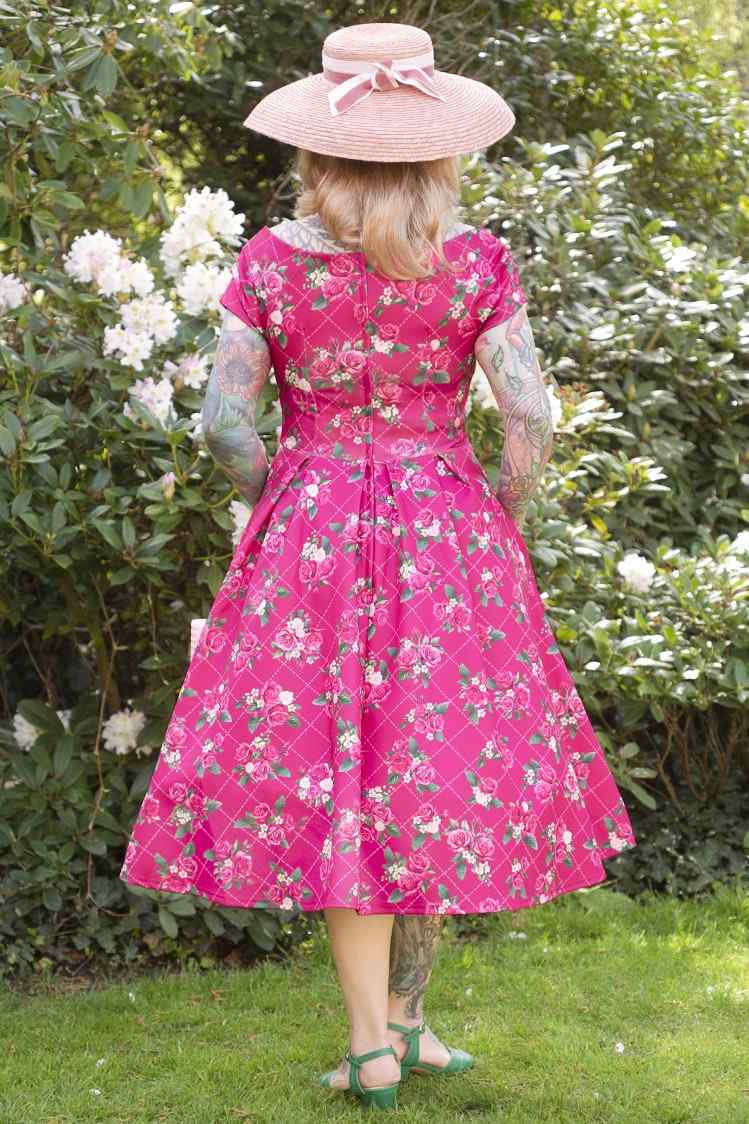 Lily Pink Floral Vine Off Shoulder Dress