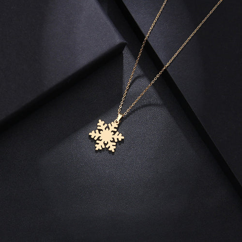 Stainless Steel Gold or Silver Snowflake Necklace