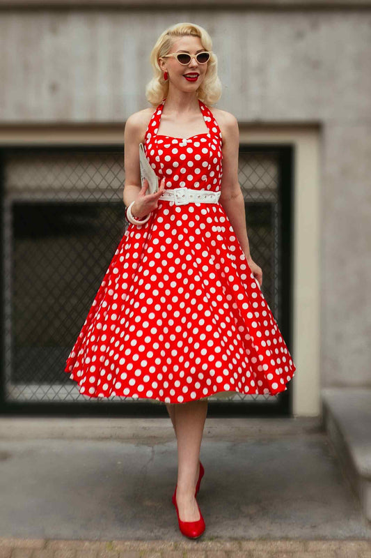 Daisy Red Polka Dot Halter Dress
