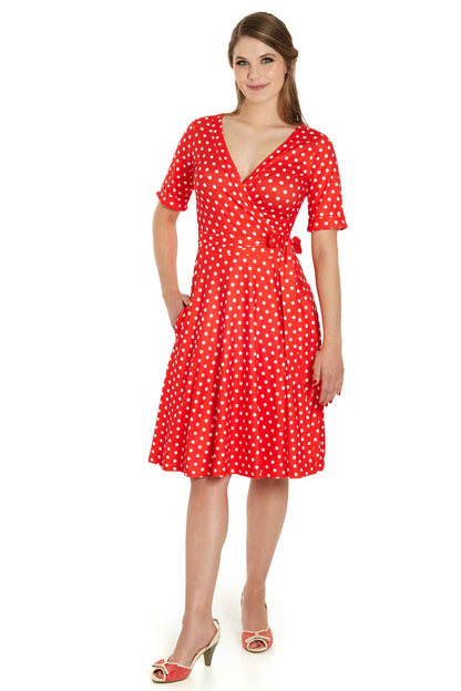 Matilda Red Polka Dot Wrap Dress