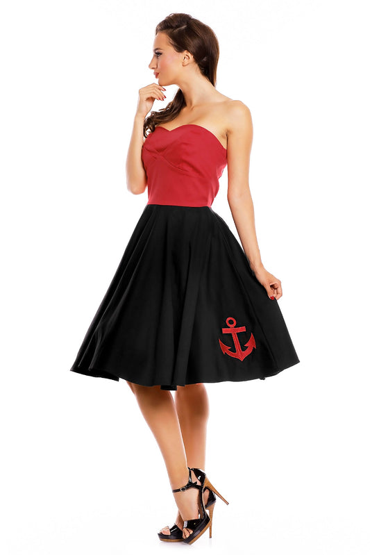Melissa Retro Rockabilly Dress in Black-Red