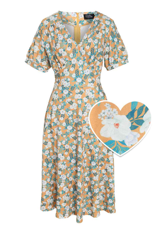 Julia Rosaceae Floral Midi Dress In Yellow