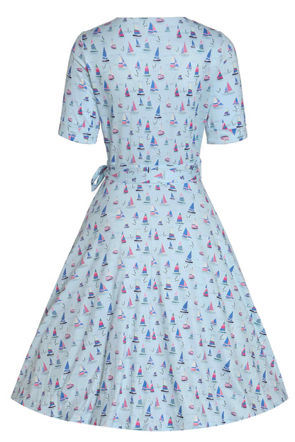 Matilda Sailboat Blue Wrap Dress