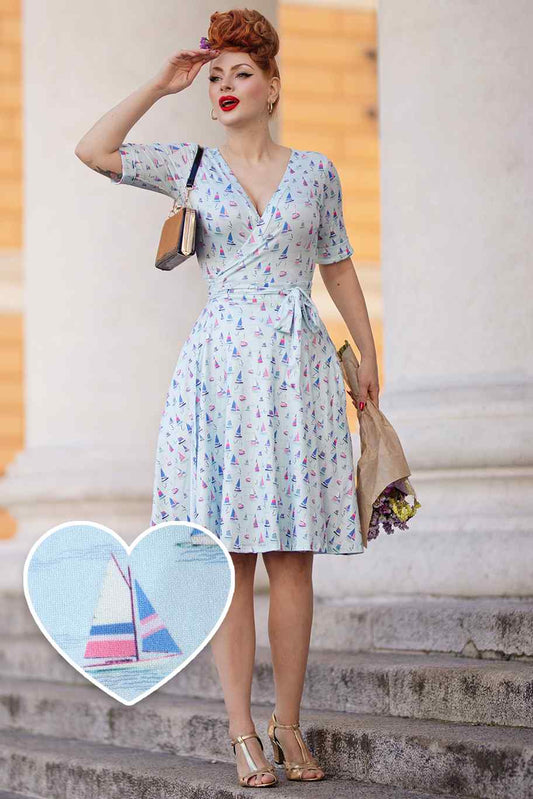 Matilda Sailboat Blue Wrap Dress