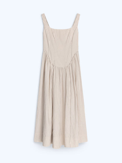 Suri Dress in Cream and Black Stripe