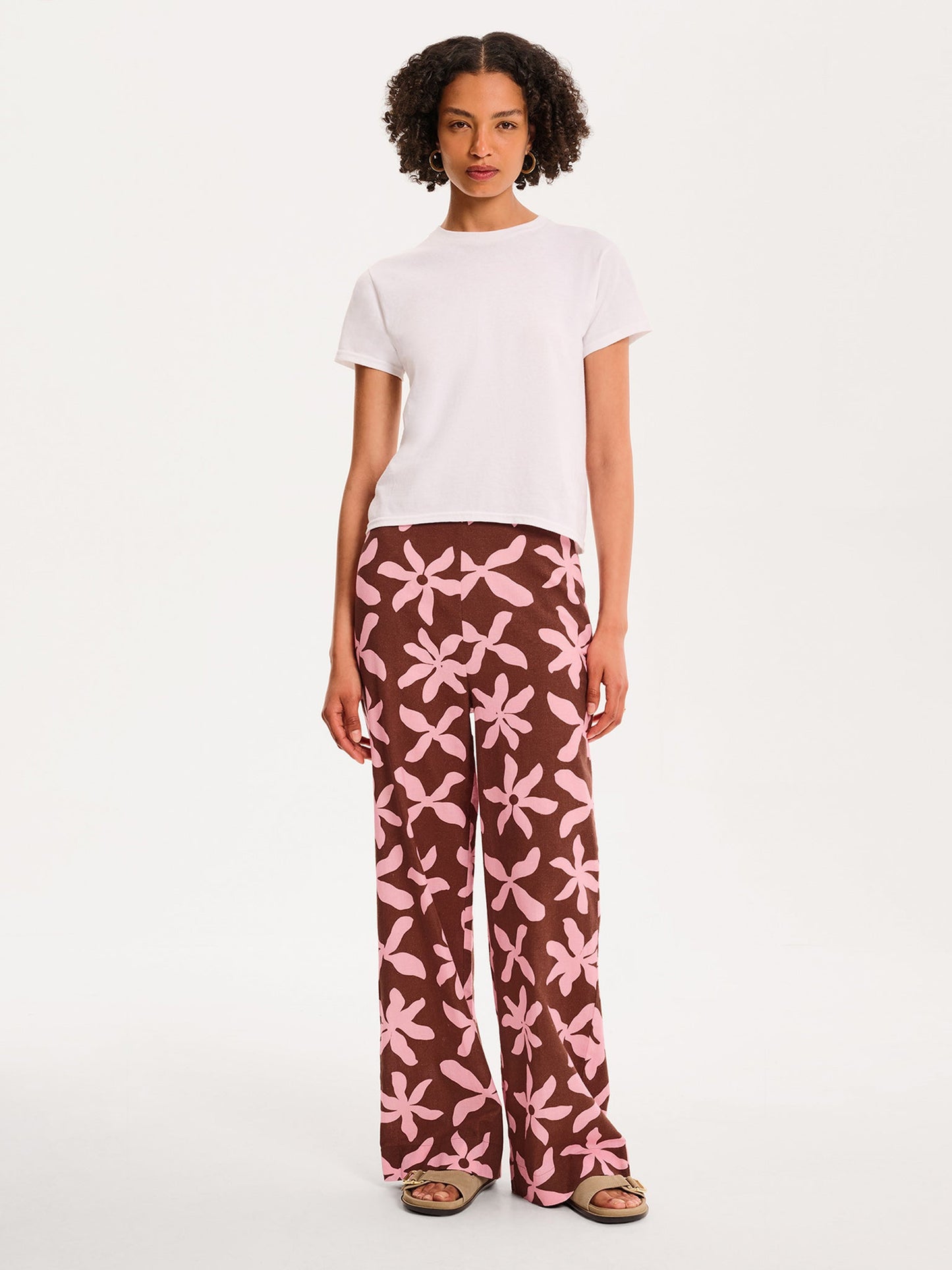 Tommy Trouser in Pink and Chocolate Floral Print
