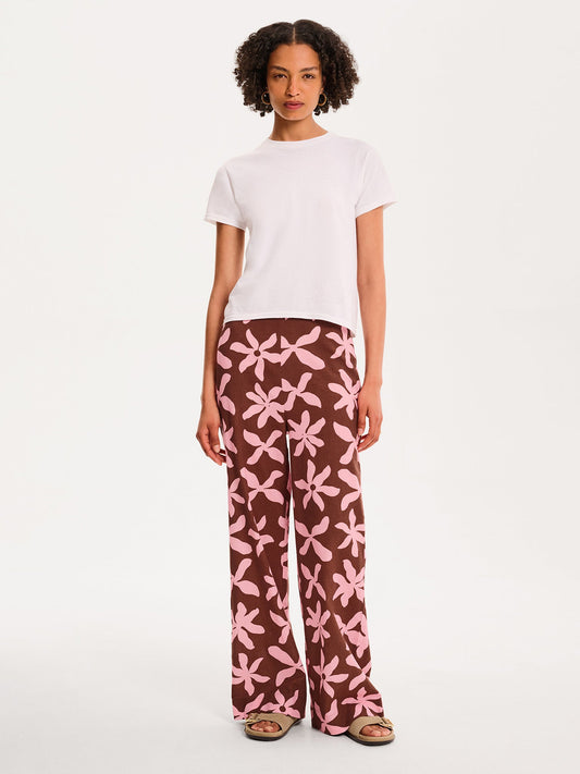 Tommy Trouser in Pink and Chocolate Floral Print