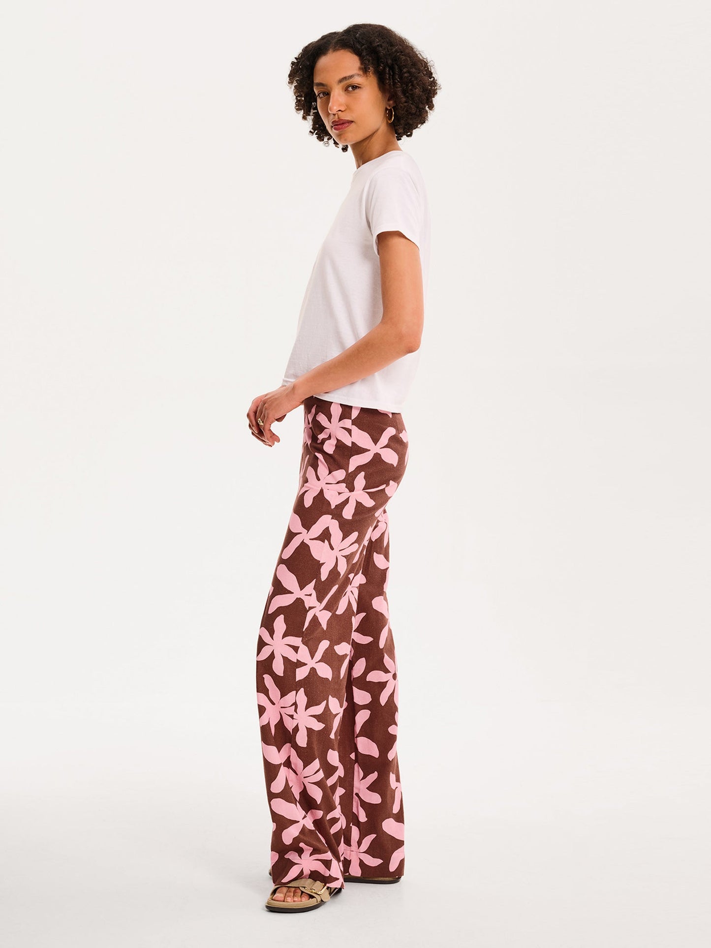 Tommy Trouser in Pink and Chocolate Floral Print