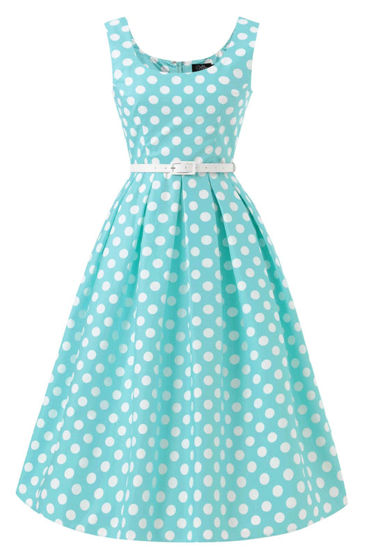 Ophelia Turquoise Polka Dot Midi Dress