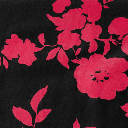 Darlene Retro Floral Swing Dress in Black/Red