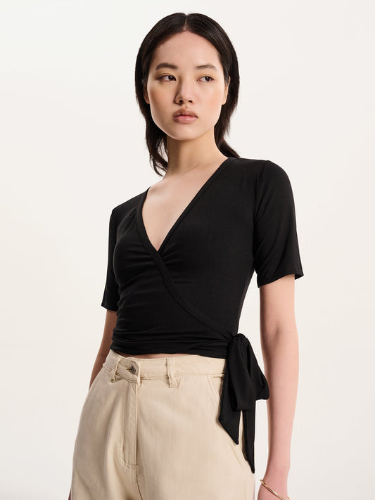 Venus Wrap Top in Black