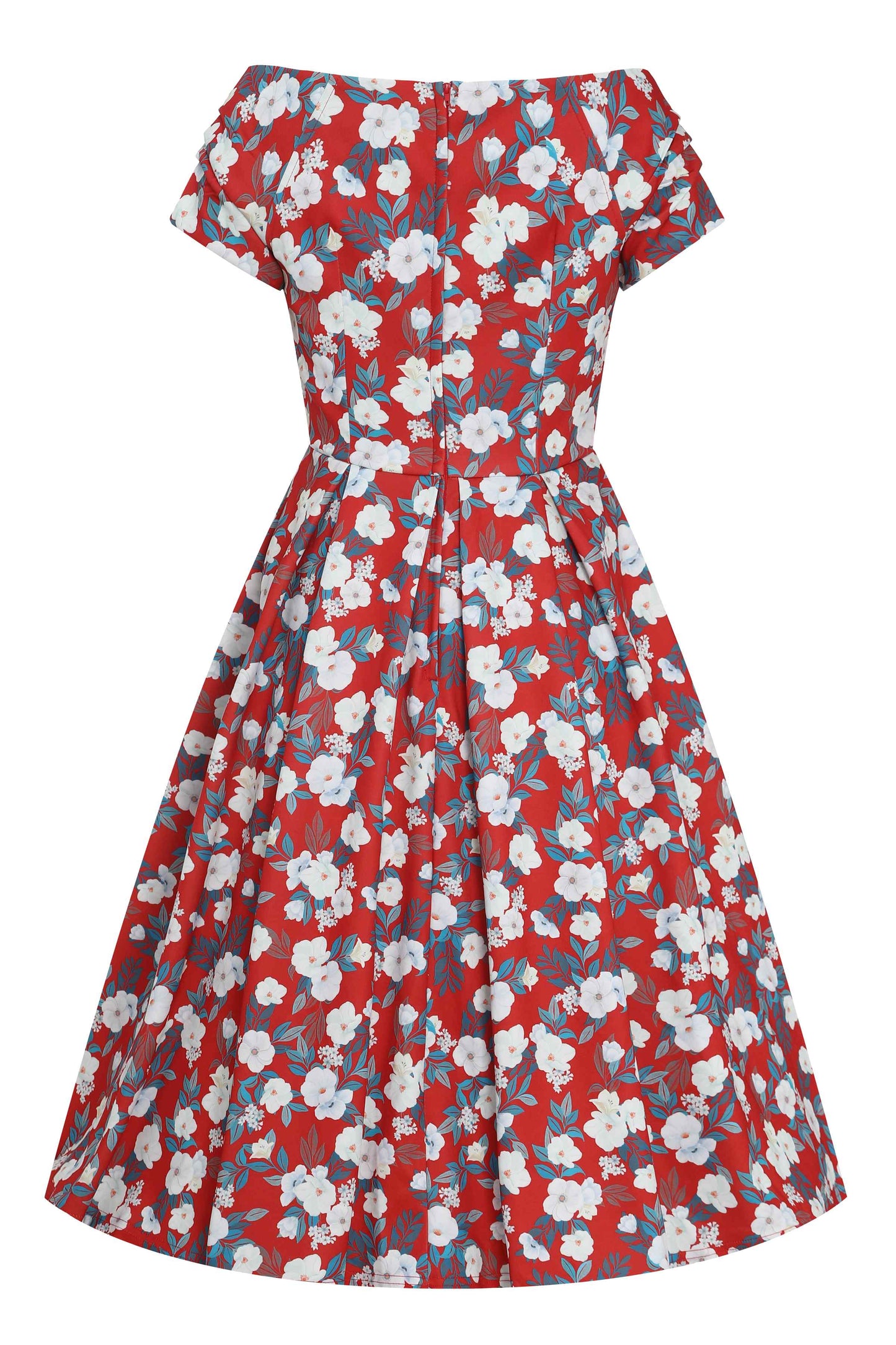 Lily White Rose Off Shoulder Dress In Red