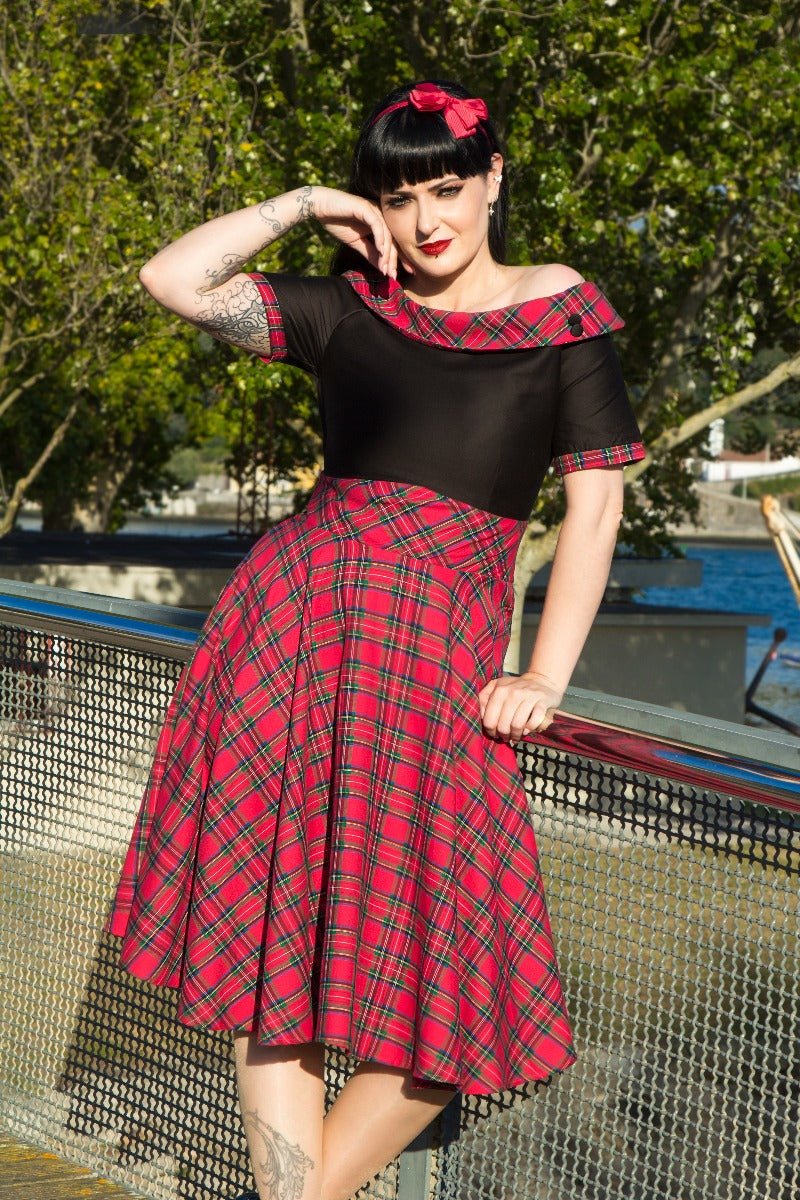 Darlene Red Tartan Swing Dress