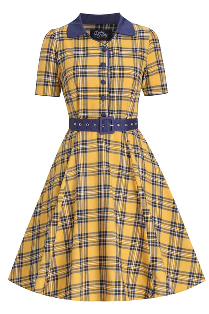 Penelope Yellow Tartan Shirt Dress