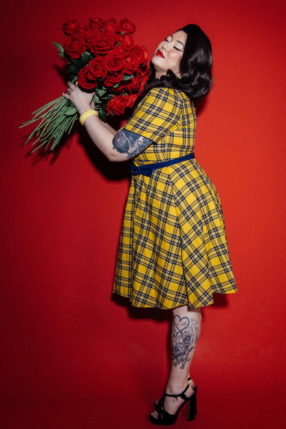 Penelope Yellow Tartan Shirt Dress